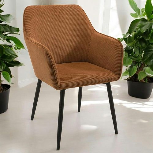 Fauteuil De Table Tissu Cotelé Brun (lot De 2) Malmoe