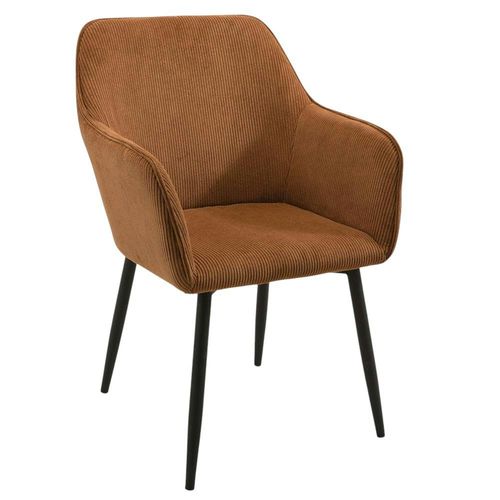 Fauteuil De Table Tissu Cotelé Brun (lot De 2) Malmoe