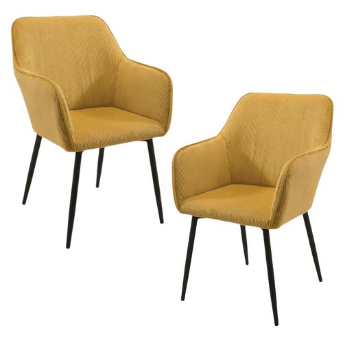 Fauteuil De Table Tissu Cotelé Moutarde (lot De 2) Malmoe