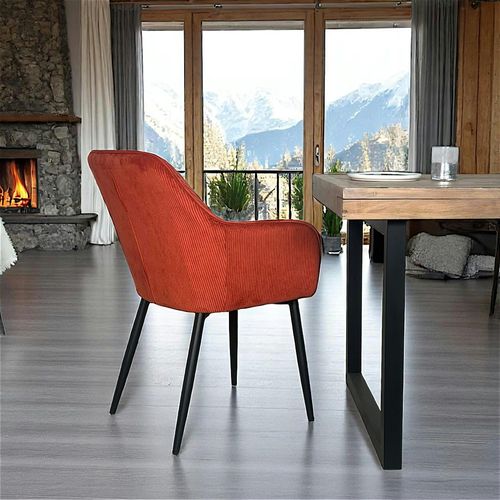 Fauteuil De Table Tissu Cotelé Terracotta (lot De 2) Malmoe