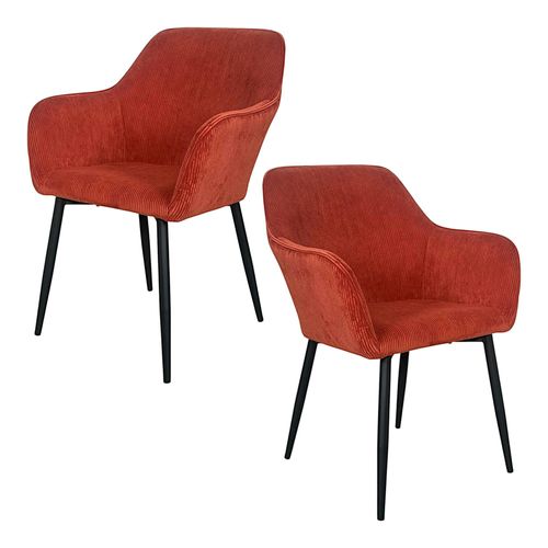 Fauteuil De Table Tissu Cotelé Terracotta (lot De 2) Malmoe