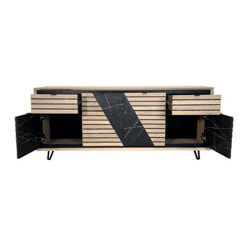 Enfilade 4 Portes Chêne Blanc Décor Graphique Essen