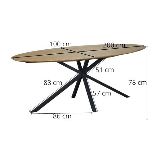 Table à Manger Ovale En Bois De Teck Recyclé 2 M Depok