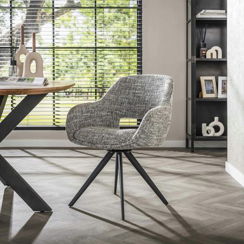 Fauteuil De Table Pivotant En Tissu Gris Chiné (lot De 2) Creek