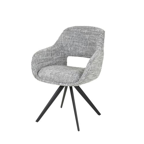 Fauteuil De Table Pivotant En Tissu Gris Chiné (lot De 2) Creek