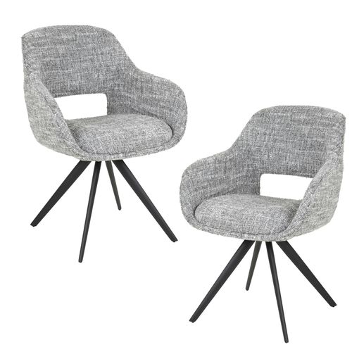 Fauteuil De Table Pivotant En Tissu Gris Chiné (lot De 2) Creek