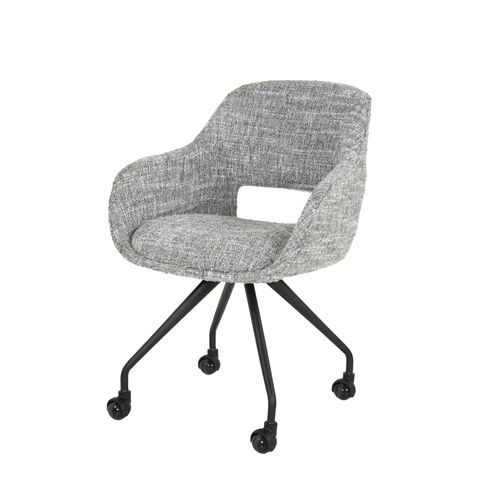 Chaise De Bureau à Roulettes En Tissu Gris Chiné (lot De 2) Creek