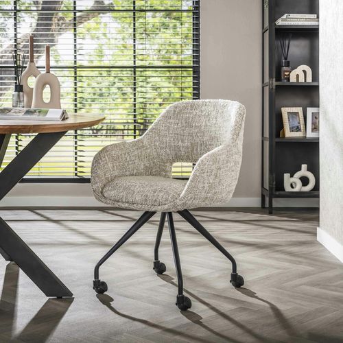 Chaise De Bureau à Roulettes En Tissu Gris Clair Chiné (lot De 2) Creek