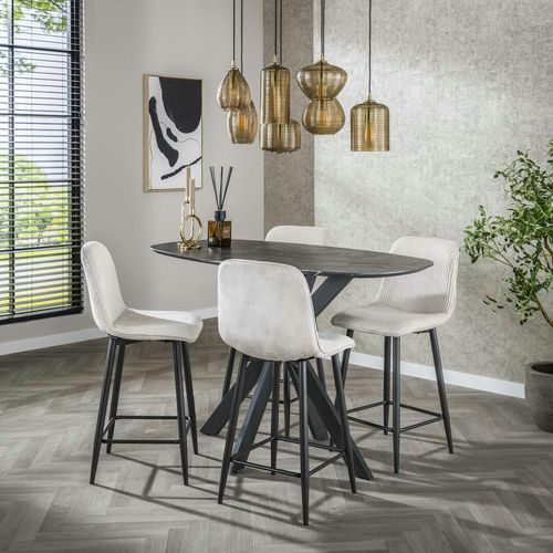 Chaise De Bar En Tissu Côtelé Crème (lot De 2) Taj