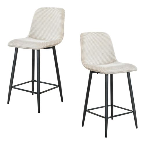 Chaise De Bar En Tissu Côtelé Crème (lot De 2) Taj