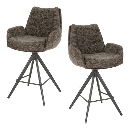 Tabouret De Bar Pivotant Grand Confort, Finition Taupe (lot De 2) Taj