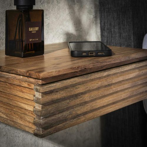 Table De Chevet Murale En Bois D'acacia Avec Stries (lot De 2) Melbourne