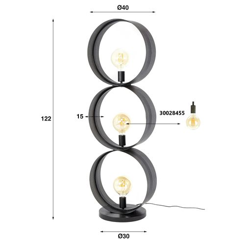 Lampadaire Design 3 Anneaux En Métal Perforé Ralf