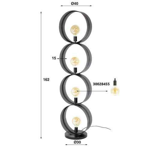 Lampadaire Design 4 Anneaux En Métal Perforé Ralf