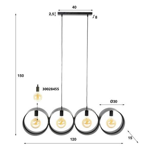 Suspension De Table Design 4 Anneaux En Métal Perforé Ralf
