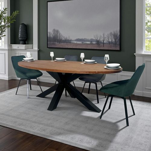 Table à Manger Ovale En Bois De Teck Recyclé 220 Cm Ontario