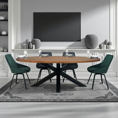 Table à Manger Ovale En Bois De Teck Recyclé 220 Cm Ontario