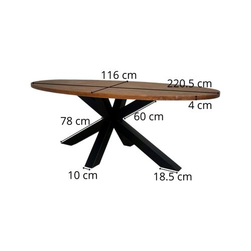 Table à Manger Ovale En Bois De Teck Recyclé 220 Cm Ontario