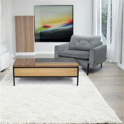 Table Basse Relevable Style Design En Bois De Chêne Finition Miel Essen