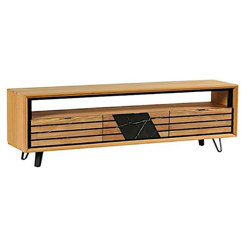 Meuble TV Design En Bois De Chêne Finition Miel, 3 Tiroirs Essen