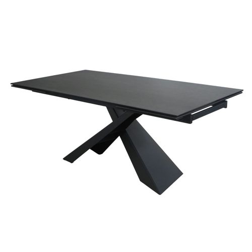 Table à Manger En Céramique Grise Avec Pied En Croix 180-280 Cm Lombardie