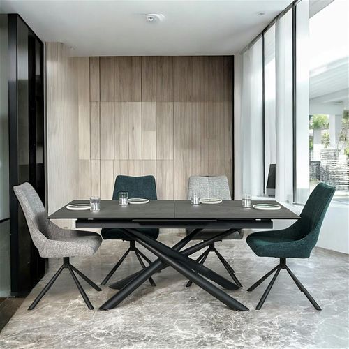 Table En Céramique Grise Avec Pied Mikado 180-240 Cm Lombardie