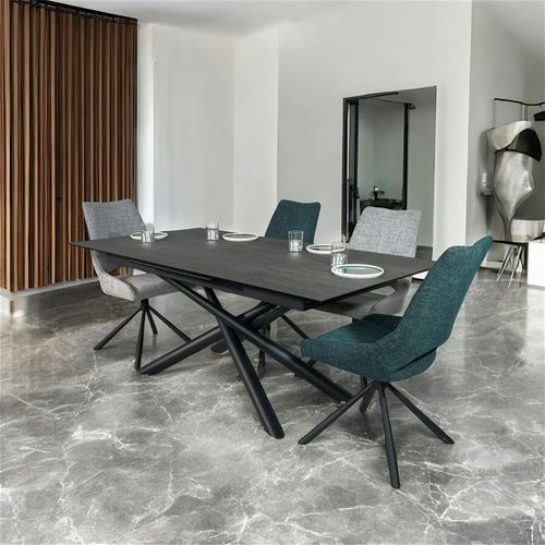 Table En Céramique Grise Avec Pied Mikado 180-240 Cm Lombardie