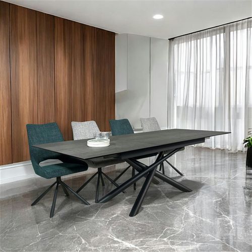 Table En Céramique Grise Avec Pied Mikado 180-240 Cm Lombardie