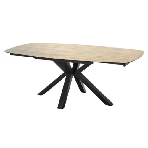 Table Extensible En Céramique Forme Ovale Effet Bois 140-200 Cm Lombardie