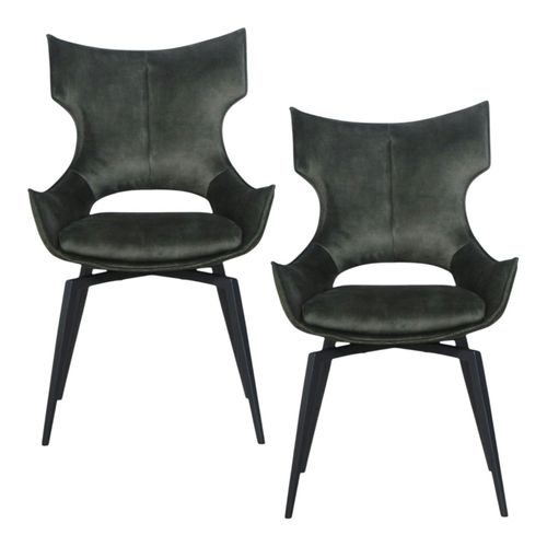 Chaise Pivotante Verte Bi-matière, Dossier En T (lot De 2) Lombardie