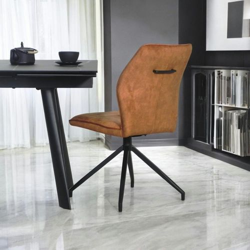 Chaise Pivotante Moutarde En Velours Patiné Avec Poignée (lot De 2) Lombardie