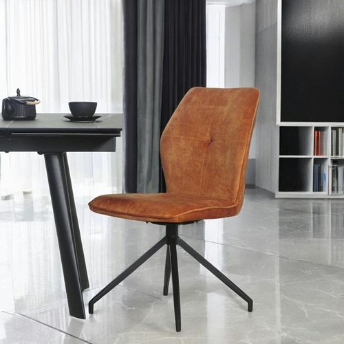 Chaise Pivotante Moutarde En Velours Patiné Avec Poignée (lot De 2) Lombardie