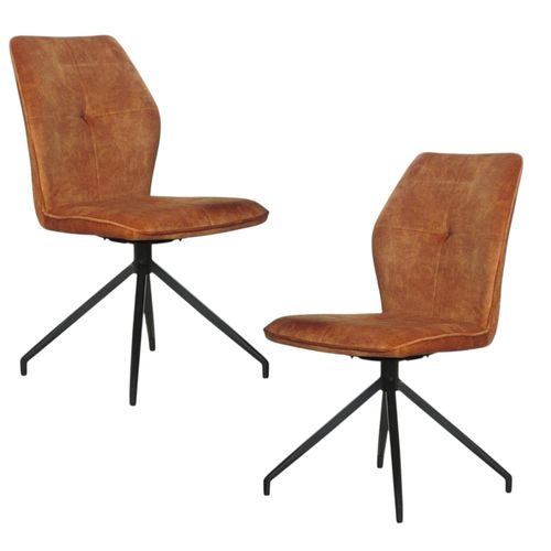 Chaise Pivotante Moutarde En Velours Patiné Avec Poignée (lot De 2) Lombardie