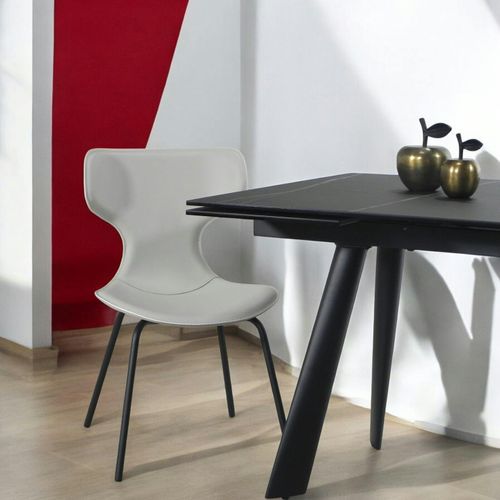 Chaise Beige Avec Dossier En T, Revêtement Nettoyable (lot De 2) Lombardie