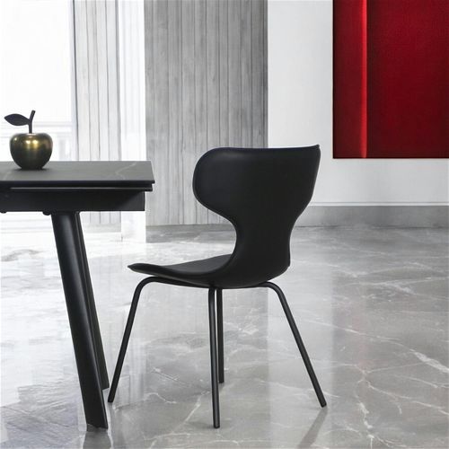 Chaise Noire Avec Dossier En T, Revêtement Nettoyable (lot De 2) Lombardie