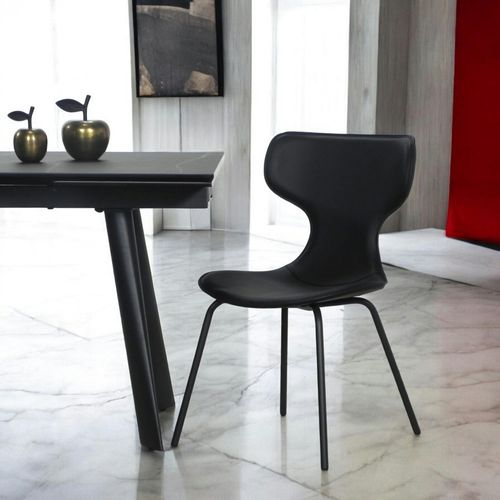 Chaise Noire Avec Dossier En T, Revêtement Nettoyable (lot De 2) Lombardie