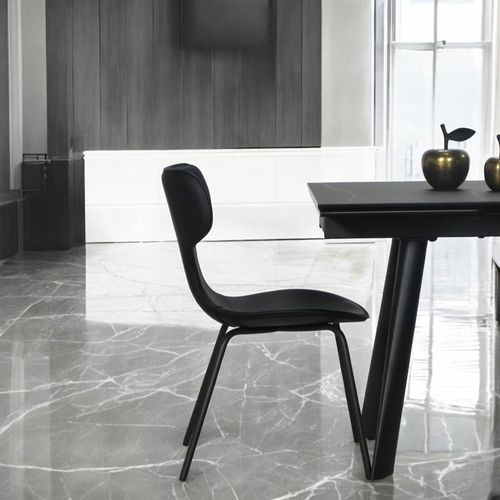 Chaise Noire Avec Dossier En T, Revêtement Nettoyable (lot De 2) Lombardie