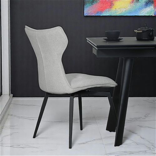 Chaise Beige Pivotante En Velours Avec Passepoil (lot De 2) Lombardie