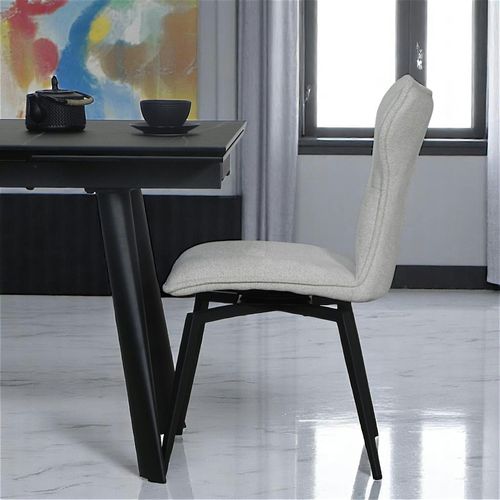 Chaise Beige Pivotante En Velours Avec Passepoil (lot De 2) Lombardie