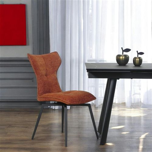 Chaise Terracotta Pivotante En Velours Avec Passepoil (lot De 2) Lombardie