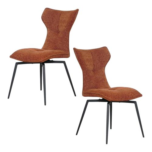 Chaise Terracotta Pivotante En Velours Avec Passepoil (lot De 2) Lombardie