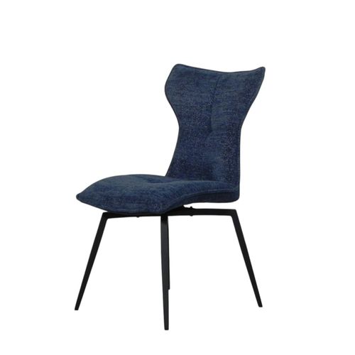 Chaise Bleue Pivotante En Velours Avec Passepoil (lot De 2) Lombardie