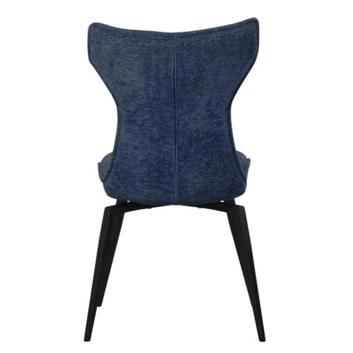 Chaise Bleue Pivotante En Velours Avec Passepoil (lot De 2) Lombardie