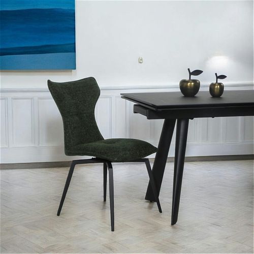 Chaise Verte Pivotante En Velours Avec Passepoil (lot De 2) Lombardie