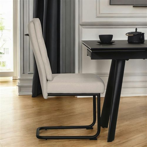 Chaise à Dossier Haut En Tissu Beige (lot De 2) Lombardie