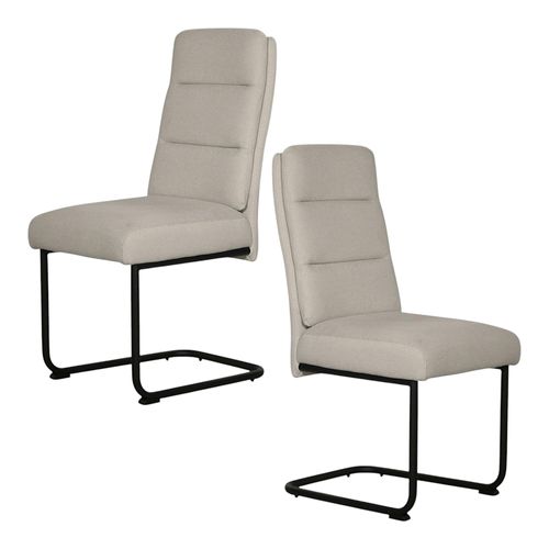 Chaise à Dossier Haut En Tissu Beige (lot De 2) Lombardie
