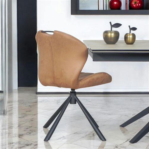 Chaise Pivotante Caramel Avec Dossier Courbe, (lot De 2) Lombardie