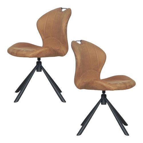 Chaise Pivotante Caramel Avec Dossier Courbe, (lot De 2) Lombardie