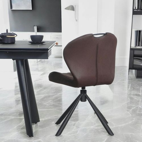 Chaise Pivotante Marron Foncé Avec Dossier Courbe, (lot De 2) Lombardie