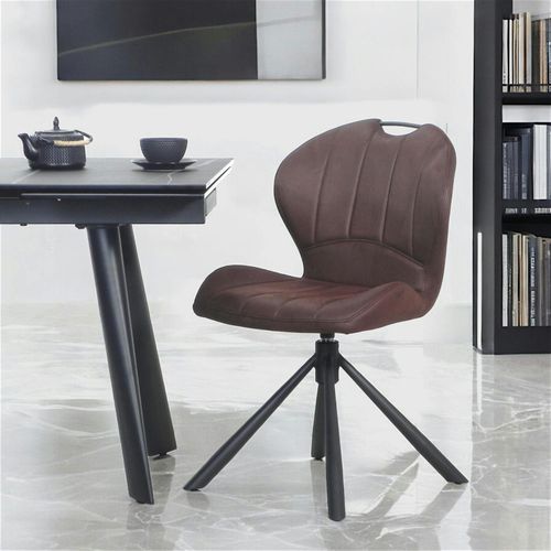 Chaise Pivotante Marron Foncé Avec Dossier Courbe, (lot De 2) Lombardie